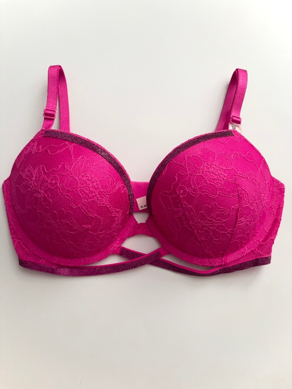 Victoria's Secret Bra Very Sexy Push Up Shine Strap Pink Lace Nwt Underwire